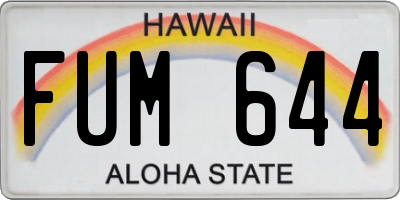 HI license plate FUM644
