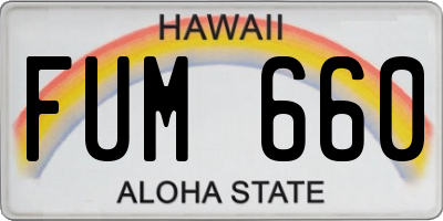 HI license plate FUM660