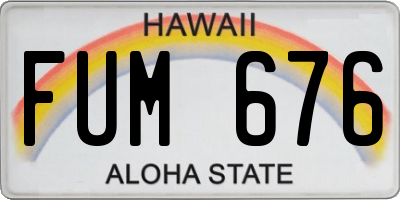 HI license plate FUM676