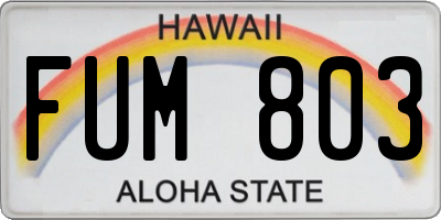 HI license plate FUM803