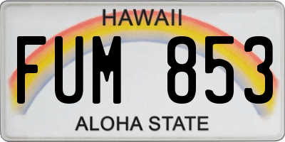 HI license plate FUM853