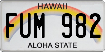 HI license plate FUM982