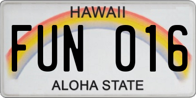 HI license plate FUN016