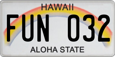 HI license plate FUN032