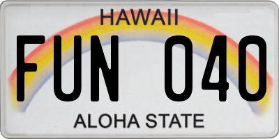 HI license plate FUN040