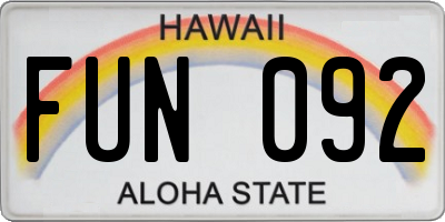 HI license plate FUN092