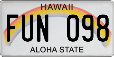 HI license plate FUN098
