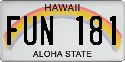 HI license plate FUN181