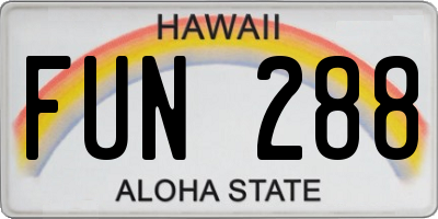 HI license plate FUN288