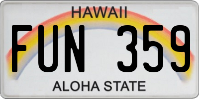 HI license plate FUN359