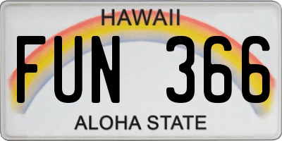 HI license plate FUN366