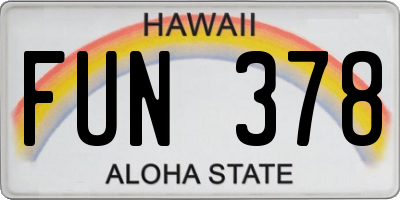 HI license plate FUN378
