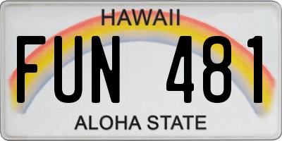 HI license plate FUN481