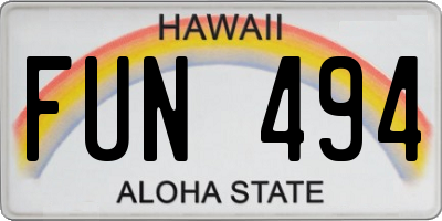 HI license plate FUN494