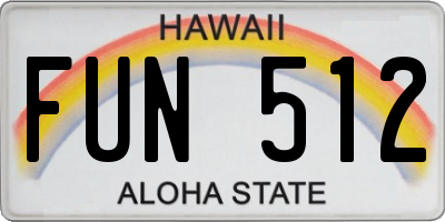 HI license plate FUN512
