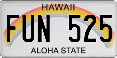 HI license plate FUN525