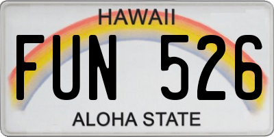 HI license plate FUN526