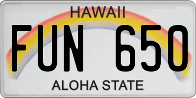 HI license plate FUN650