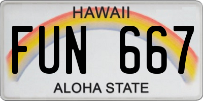 HI license plate FUN667