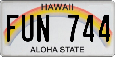 HI license plate FUN744