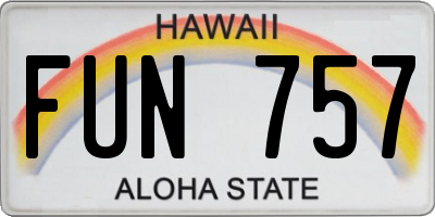 HI license plate FUN757