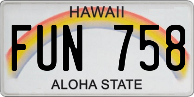 HI license plate FUN758