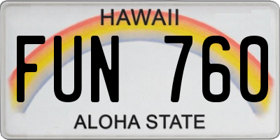 HI license plate FUN760