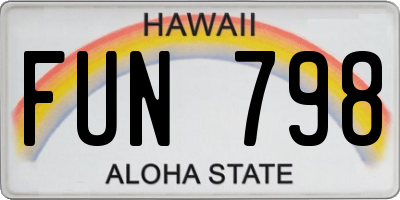 HI license plate FUN798