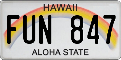 HI license plate FUN847