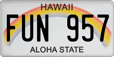 HI license plate FUN957