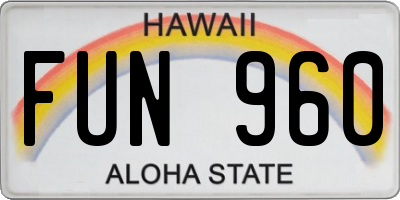 HI license plate FUN960