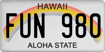 HI license plate FUN980