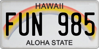 HI license plate FUN985