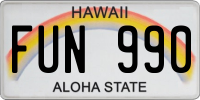 HI license plate FUN990