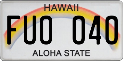 HI license plate FUO040