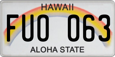 HI license plate FUO063