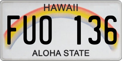 HI license plate FUO136