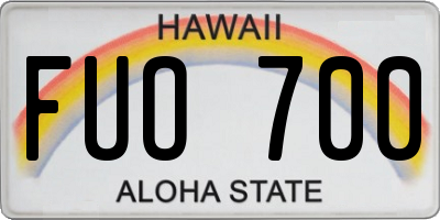 HI license plate FUO700