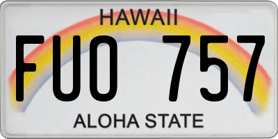 HI license plate FUO757