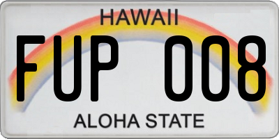 HI license plate FUP008