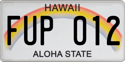 HI license plate FUP012