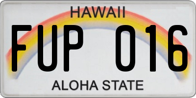 HI license plate FUP016