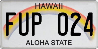 HI license plate FUP024