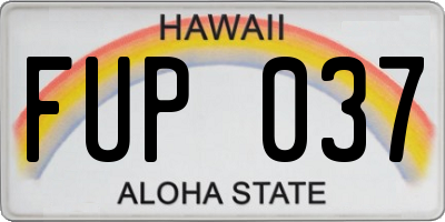 HI license plate FUP037