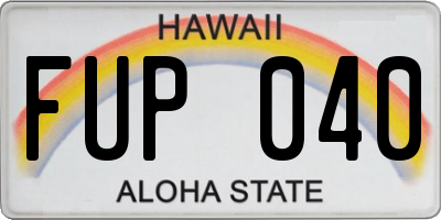 HI license plate FUP040