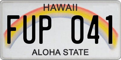 HI license plate FUP041