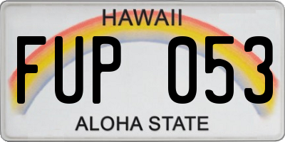 HI license plate FUP053