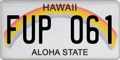 HI license plate FUP061