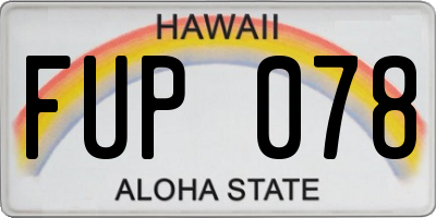 HI license plate FUP078