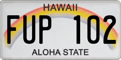 HI license plate FUP102